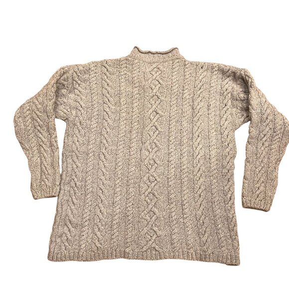 Paul James England Wool Cable Knit Fisherman V-neck Sweater, Gray, XL - Picture 5 of 6